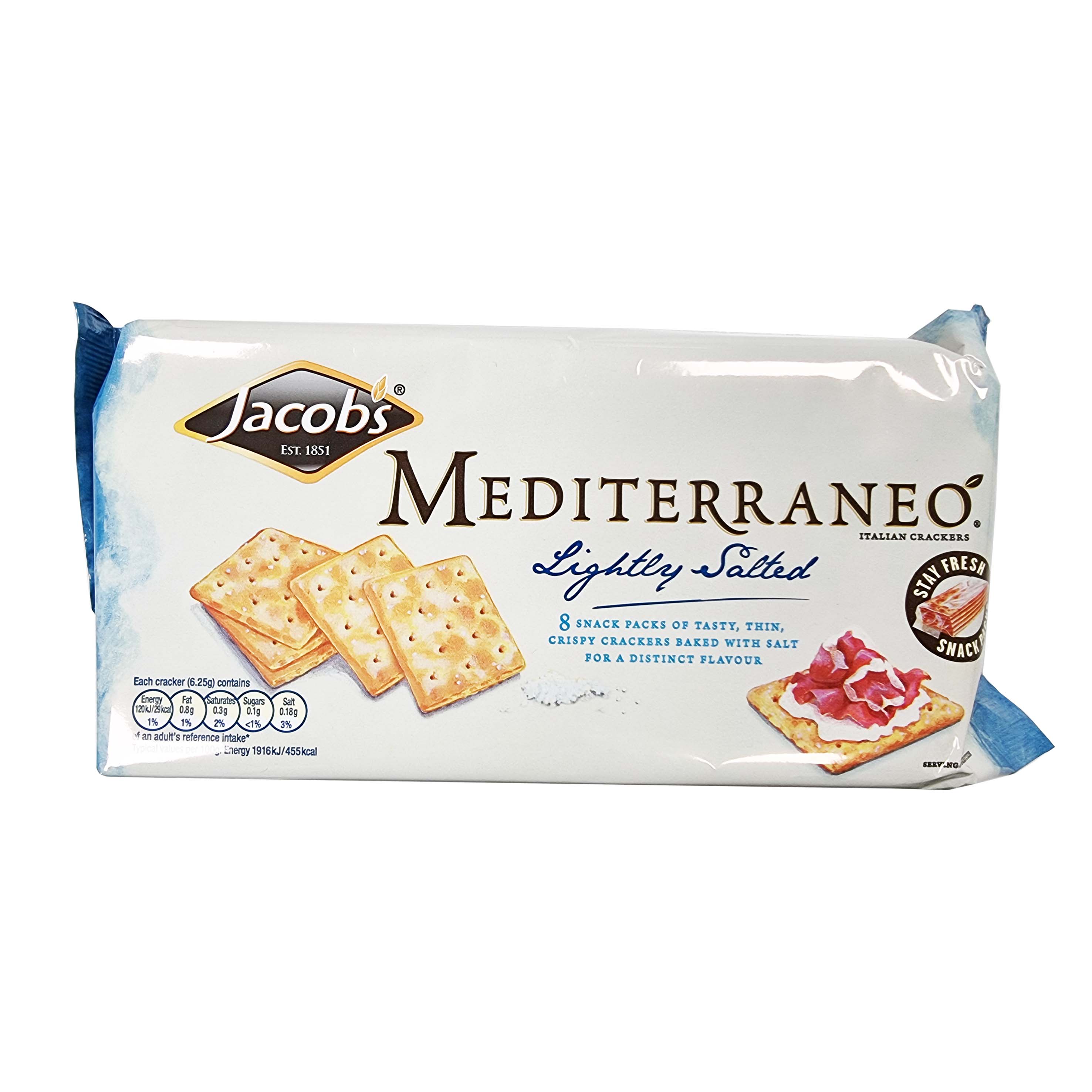 Jacobs mediterraneo lightly salted crackers 250gr