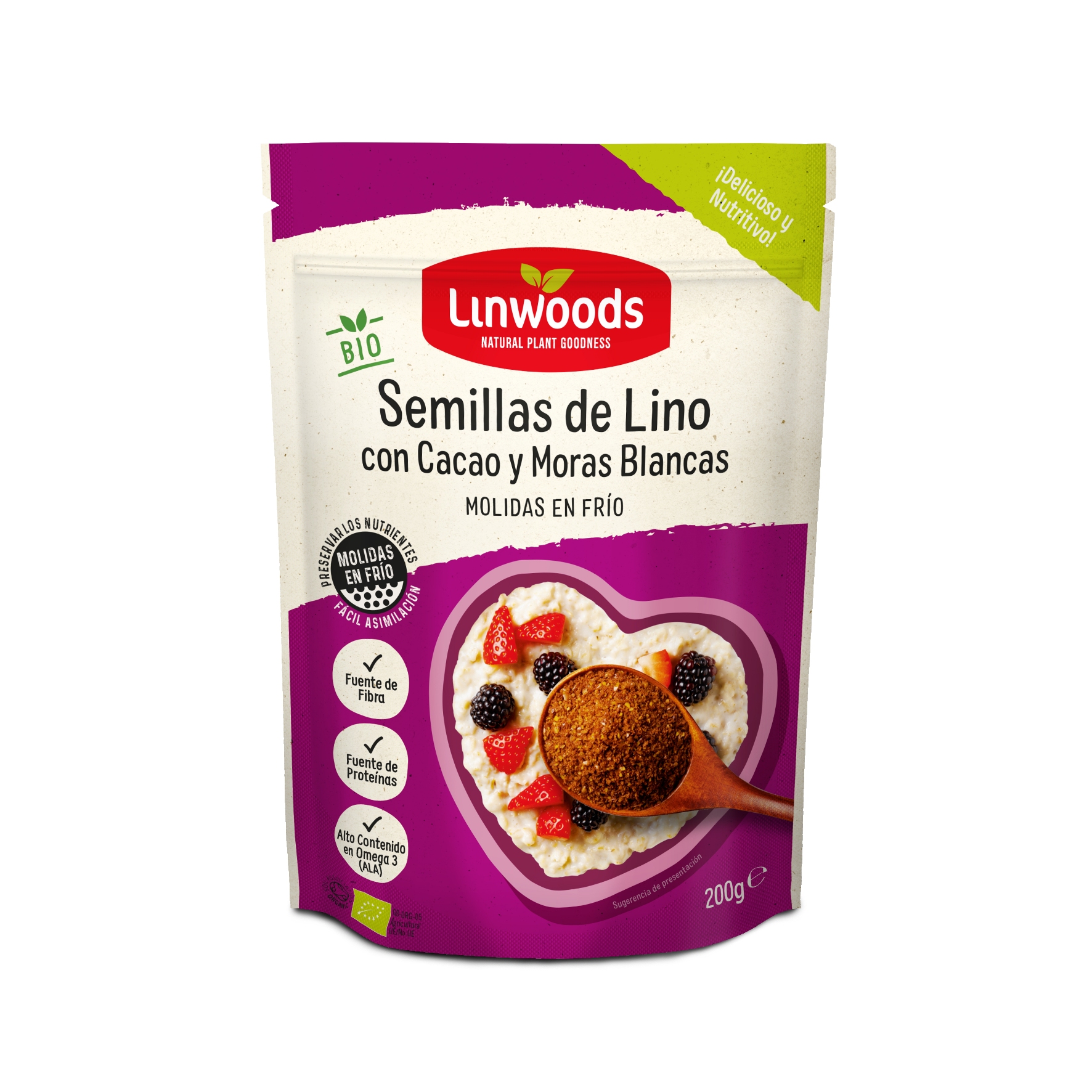 Linwoods Semillas de Lino con Cacao y Moras Blancas (molidas en frío)