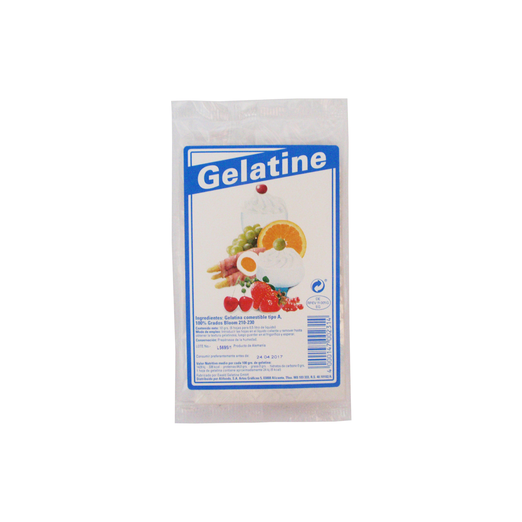 Ewald gelatina blanca 6 hojas